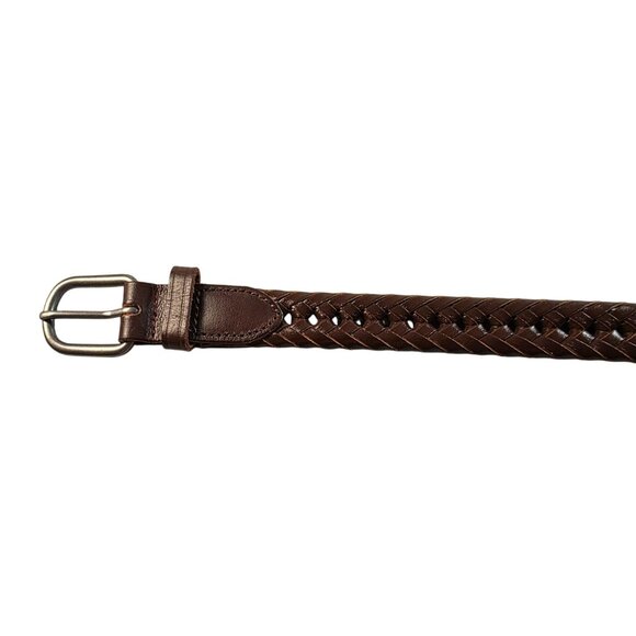 Women's Brown Leather Braid Belt Size M - Picture 5 of 6